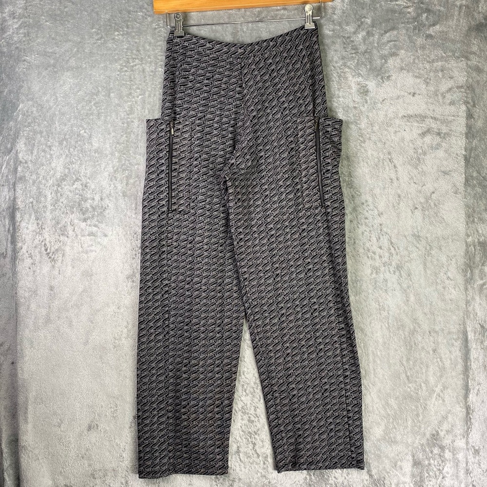 Matthildur Pants Womens Sz S Grey Black Zen Print Artsy French Terry Zip Pockets - Picture 7 of 13